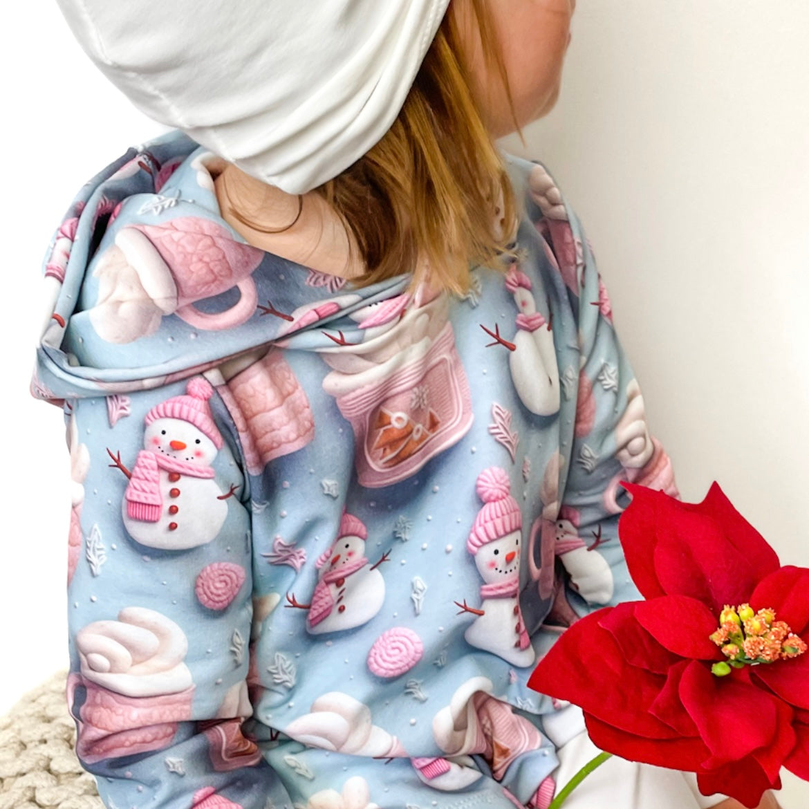 Stoffvorbestellung "Schneemann & Tassen rosa"